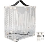 Caja de PC ITX miniatura de 23 x 20,5 x 12 cm, transparente, de acrílico, portátil, para escritorio, 360 grados transparente