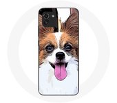 Coque Samsung Galaxy A03 Épagneul nain continental papillon Chiot Blanc et marron