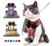 Conjunto de correa y arnés para perro, arneses para perros y gatos, chaleco con lazo, correa para el pecho para cachorro con campanas, Pug, Chihuahua, Bulldog, correa para caminar S Chest 32cm rojo