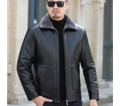 Chaqueta de cuero genuino extra gruesa y agrandada, chaqueta todo en uno de piel para hombre, chaqueta de piel de oveja con solapa de mediana edad, chaqueta de invierno M