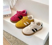 Zapatillas de deporte informales de moda para primavera y otoño para niños y niñas, zapatos deportivos de entrenamiento de cuero para bebés y niños, zapatos planos suaves para caminar 26 rojo
