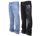 Pantalones vaqueros vintage para hombre, casuales, rectos, de cintura media, desgastados, lavados, con bolsillos, para uso urbano y viajes. L negro