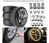 4 Uds TR413 cromado rueda de neumático coche camión válvula vástago de neumático tapas hexagonales cubiertas de manga