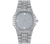 Reloj de mujer con calendario de diamantes y diamantes cuadrados, reloj de mujer, modelo de mujer plata