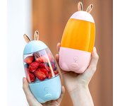 Precioso conejo recargable exprimidor hogar portátil USB taza mezclador de frutas color rosa