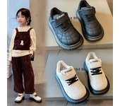 Zapatos de cuero para niños 2023, primavera y otoño, zapatos casuales de suela suave antideslizantes para niños, zapatos de tablero para niñas 26 negro