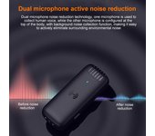 Transmisor y receptor de micrófono de solapa con clip y micrófono inalámbrico de 2,4 GHz con estuche de carga para negro