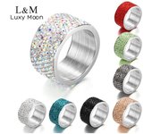 Anillo Anillo de acero inoxidable de moda con diamantes Anillo de unión para mujer Joyería de anillo de diamante completo 6 negro