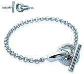 Les Trésors De Lily [Q4158] - Bracelet Argent 'Déesse' argenté (rhodié) - 18 cm- anneaux 16 mm