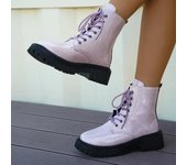 Botines de tacón cuadrado de PU a la moda, otoño 2024, nuevos zapatos para mujer, con cordones, punta redonda, tacón bajo, botas lisas para mujer, zapatos para mujer 35 negro