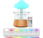 Humidificador Rain Cloud con goteo de agua, temporizador de 5 horas, difusor de aceites esenciales de aromaterapia con 7 luces LED nocturnas. blanco