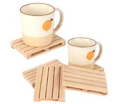 Posavasos de palé de construcción robusta de madera natural para whisky, cócteles y bebidas. Adorno de escritorio para el hogar.