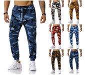 Pantalones de jogging de camuflaje de retazos para hombres Pantalones deportivos al aire libre Pantalones de fitness L