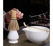 Porta batidores de té matcha, exquisitos y prácticos, esenciales para beber té, porta batidores de cerámica. blanco