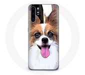 Coque pour Huawei P30 pro Épagneul nain continental papillon Chiot Blanc et marron