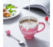 Taza creativa encantadora de fresa, taza de agua de cerámica, taza para café, taza para leche, té de la tarde, taza de agua de gran capacidad rojo