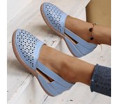 Moda de verano, zapatos de tacón de cuero Pu con agujeros, zapatos de mujer, zapatos de oficina para mujer 35 negro
