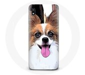 Coque pour Samsung Galaxy A10 Épagneul nain continental papillon Chiot Blanc et marron
