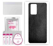 apgo Protective Skin Sticker for the back compatible with Wiko 10, Wrap Film, Foil, Vinyl - Pattern Black Leather