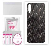 apgo Protective Skin Sticker for the back compatible with Samsung Galaxy A30s, Wrap Film, Foil, Vinyl - Pattern Carbon Black Pixel