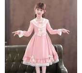 Vestido de princesa de manga larga estilo marino para niñas - Primavera y otoño 120 cm rojo