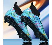 Botas de fútbol con grafiti para niños, calcetines de césped artificial de alta calidad, zapatos de fútbol deportivos con clavos largos para exteriores para hombres 31 blanco