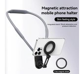 Clip magnético para teléfono con soporte para el cuello de lujo con rotación de 360° y soporte para teléfono POV para iPhone 16, 15 Pro Max, 16e, Samsung, Huawei y Xiaomi. Accesorios para teléfono. negro