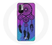 Coque pour Xiaomi Poco M3 Pro Attrape Rêve Noir Fond Bleu et Violet