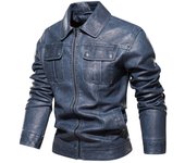 Chaqueta casual de invierno y otoño para hombre, chaqueta de PU, chaqueta cálida, chaqueta con capucha y cremallera, ropa para hombre S negro