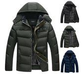 Abrigo con capucha grueso de invierno para hombre, chaqueta informal con cremallera, prendas de vestir ajustadas con capucha, abrigo de talla grande XL verde del ejército