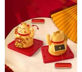 Regalos Figuras japonesas de gato de la suerte con energía solar Mano ondulada Lindas decoraciones para el coche Adorno creativo para el interior del coche de Año Nuevo Oficina