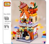 LOZ 1641 City Street ardilla tuerca tienda de comida tienda Animal arquitectura modelo Mini bloques construcción juguete para niños