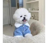 Ropa para gatos y perros, abrigo de invierno grueso y cálido para perros Schnauzer peludos, osos de peluche, Shiba, abrigo mediano, ropa de algodón XS azul