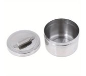 1 pieza de caja redonda de alcohol médico, barril de algodón de acero inoxidable 304, tanque de almacenamiento de instrumentos y herramientas de laboratorio con tapa plata