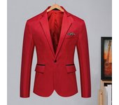 Chaqueta de traje para hombre, de manga larga, con solapa y bolsillos con solapa, con un solo botón, estilo formal de negocios, para primavera y otoño M blanco