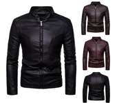 Otoño e invierno nuevos hombres moda coreana cuello alto chaqueta cuero abrigo 6XL