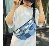 Bolso de pecho Bolso pequeño de mezclilla para hombres y mujeres Bolso de cintura deportivo Bolso de motor ligero Bolso de hombro para estudiantes azul