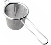 Colador doble profundo de acero inoxidable Nagao Tea, fabricado en Japón, tipo Ami, pequeño, acero 18-8. plata