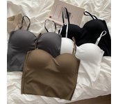 Moda Ice Silk Color sólido niñas deportes chaleco Sexy Bottoming camisola delgada mujeres Tops negro