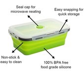 Contenedor plegable de silicona para alimentos, fiambrera Bento portátil, microware para el hogar, cocina, caja de contenedores de almacenamiento de alimentos al aire libre 350ML verde
