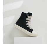 Zapatos planos de lona de diseño vintage para hombre, zapatos con cordones gruesos, plataforma alta, cuero negro, zapatillas casuales gruesas para mujer, talla 45 46 35