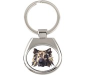 Eurasian, Eurasier - llavero geométrico con foto y la inscripción Art-Dog blanco