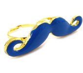 Les Trésors De Lily [K1909] - Bague double 'Moustache' bleu azul