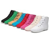 Zapatos de baile de jazz para mujer, zapatos de caña alta para profesores, suela blanda, para practicar yoga, para hombre, zapatos de baile de lona, botas de jazz de estilo étnico 34 rojo rosa