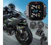 Monitor de presión de neumáticos para motocicleta, pantalla digital, sistema de alarma de monitoreo de presión de neumáticos inalámbrico para motocicleta, 2 sensores externos para neumáticos para motocicleta M5