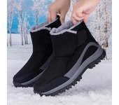 Botas de nieve cálidas de invierno para hombre, botines antideslizantes con forro de piel sintética, cómodas zapatillas de trabajo de caña alta, botas cortas informales para caminar, zapatos para hombre 39 negro
