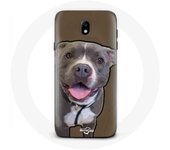 Coque pour Samsung Galaxy S5 Chien Pitbull Blanc gris