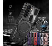 Funda protectora con soporte magnético de armadura militar para Samsung Galaxy Z Fold 6 5 4, funda con soporte para lente, protección completa a prueba de golpes For Samsung Z Fold 4 oro rosa