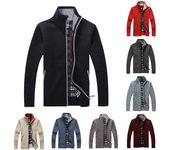 Suéter De Invierno Cárdigan Suéter Engrosado De Felpa Para Hombre Cuello Alto Cremallera Abrigo Cálido Suelto L beige