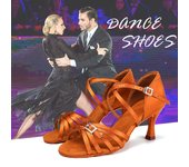 Zapatos de baile latino de satén para mujer, zapatos de baile de salón para fiesta de Salsa, tacón alto de 7,5 cm 34 negro